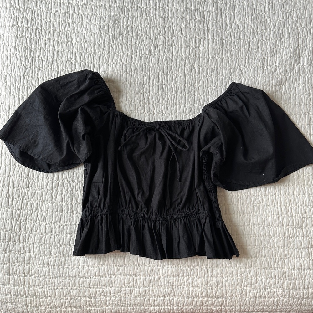 Faithfull the Brand black smocked top
